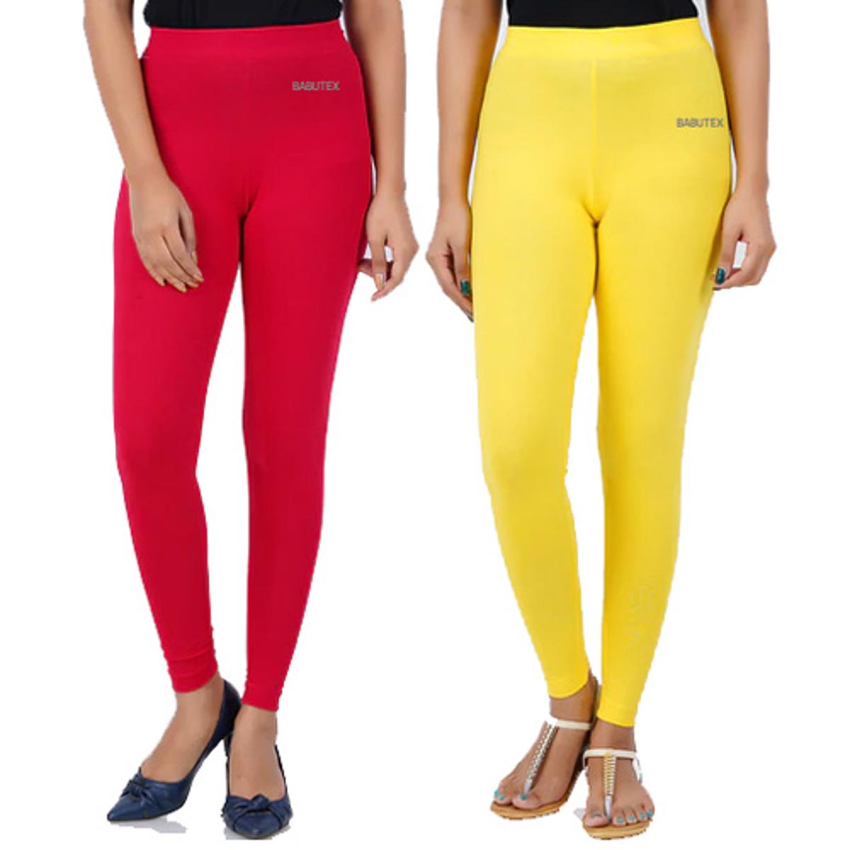 Picture of 2 Pcs Cotton Ladies Red and Yellow Ties Pant for Women