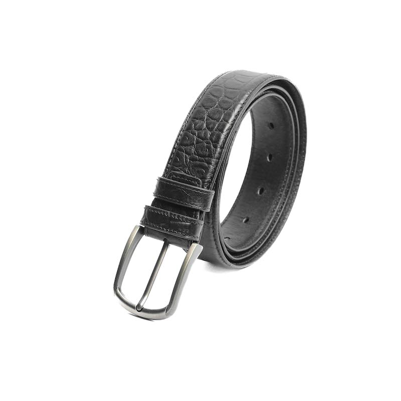 Picture of Marc Casual Leather Belt Croco Black Square Black