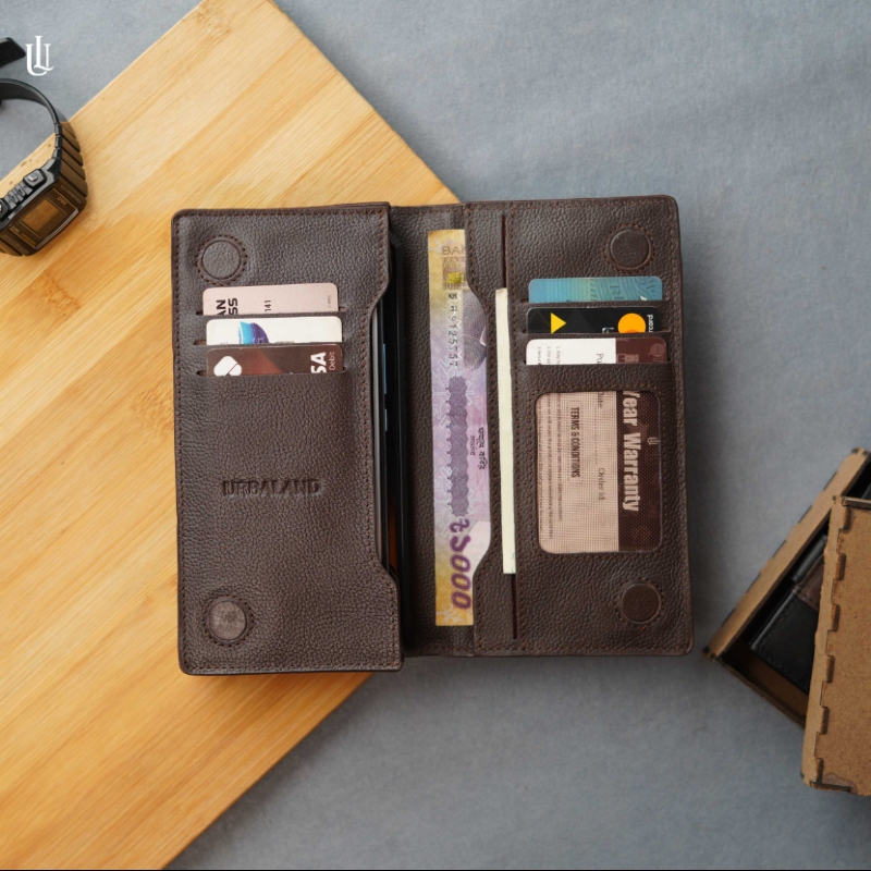 Picture of Urbaland Jason Double Original Leather Long Wallet – Jason Long Wallet - Chocolate