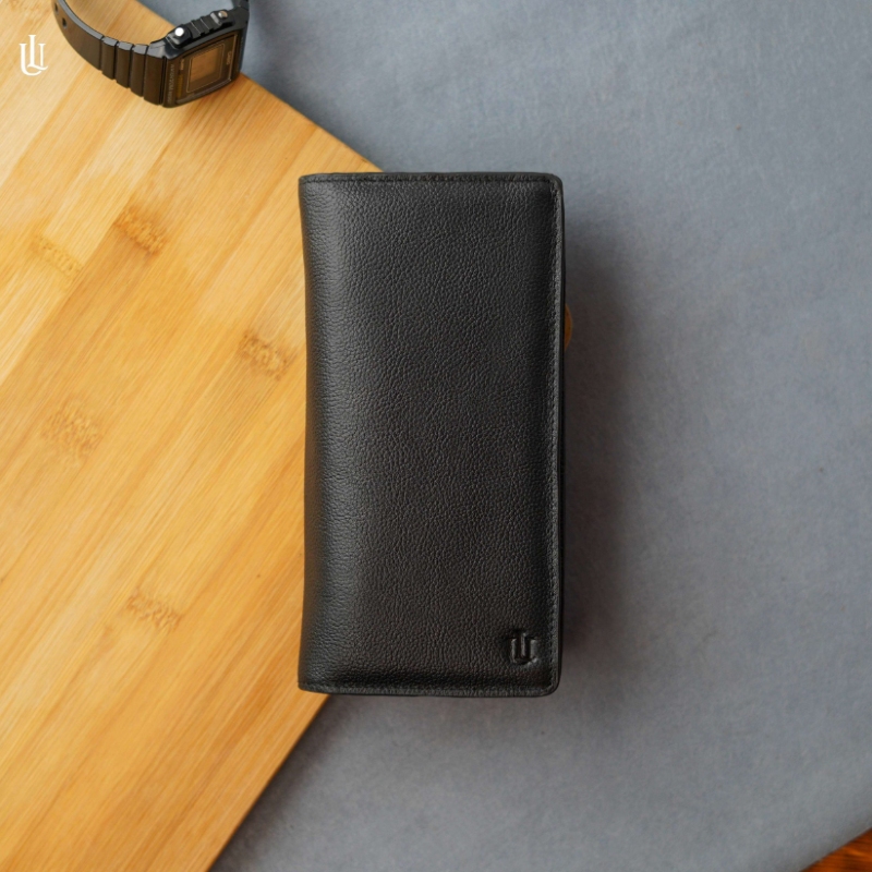 Picture of Urbaland Wane Double Original Leather Long Wallet – Wane Long Wallet - Black