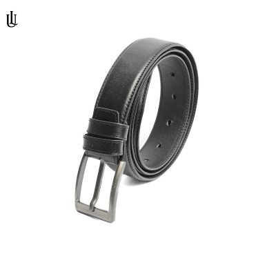 Picture of Marc Casual Leather Belt Plain Black Square Black