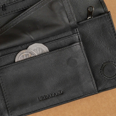 Picture of Urbaland Jarvi single mobile pocket Original Leather Long Wallet – Jarvi Long Wallet - Black
