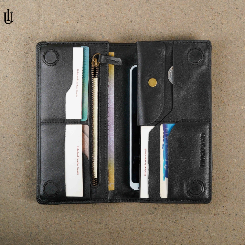 Picture of Urbaland walt single mobile pocket Original Leather Long Wallet – walt Long Wallet - Black