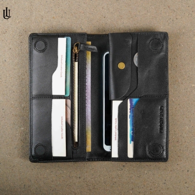 Picture of Urbaland walt single mobile pocket Original Leather Long Wallet – walt Long Wallet - Black