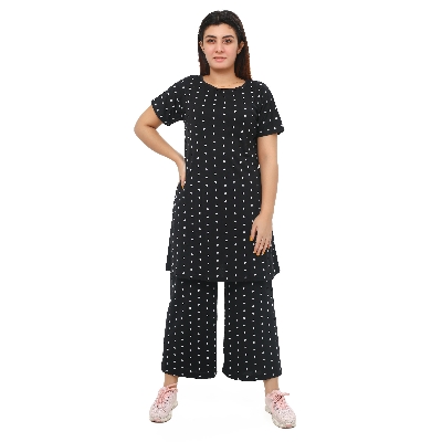 Picture of Long Tshirt with Palazzo Set for Women Multicolor Random Design Cotton