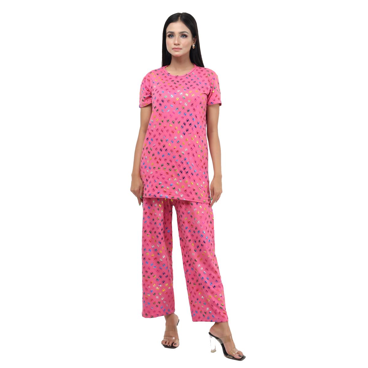 Picture of Long Tshirt with Palazzo Set for Women Multicolor Random Design Cotton