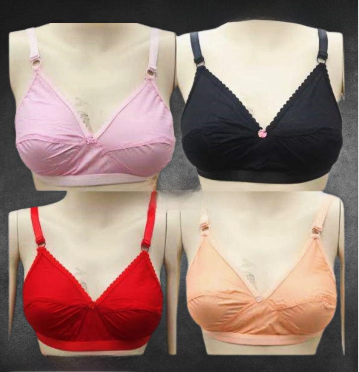 Picture of 4 piece multicolor cotton boil fabric bra for women