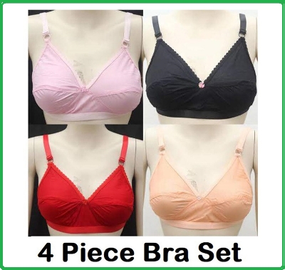 Picture of cotton fabric bra for women 4 piece set