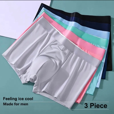 Picture of 3 Piece Imported Premium Antibacterial Ice Silk Comfortable Boxer Brief Trunk Underwear for Men -Random Color