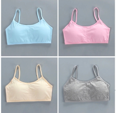 Picture of 3pcs Teenage Girls Small Bras Young Children Underwears Student Girls Wireless Solid Underclothes Kids Sports Training Bra Vest