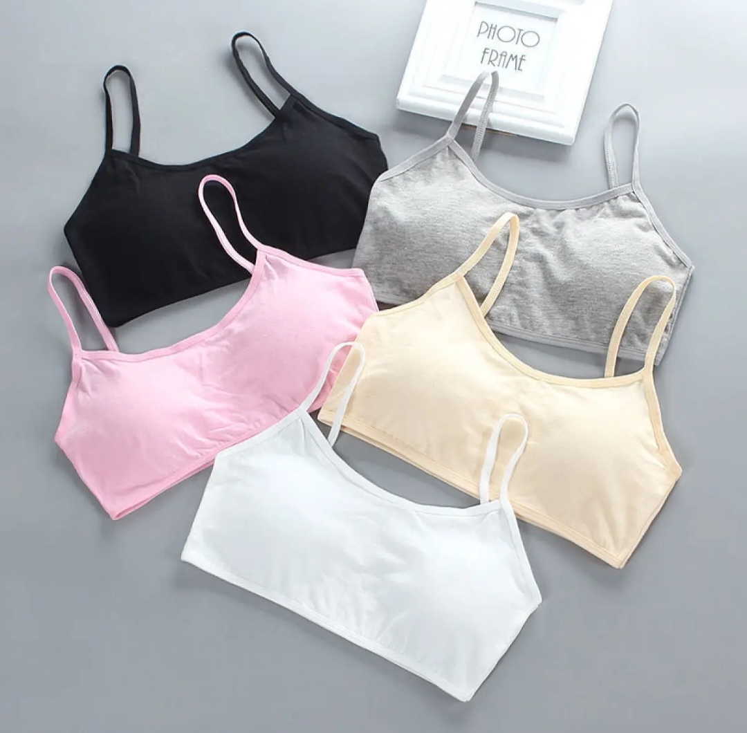 Picture of 3pcs Teenage Girls Small Bras Young Children Underwears Student Girls Wireless Solid Underclothes Kids Sports Training Bra Vest