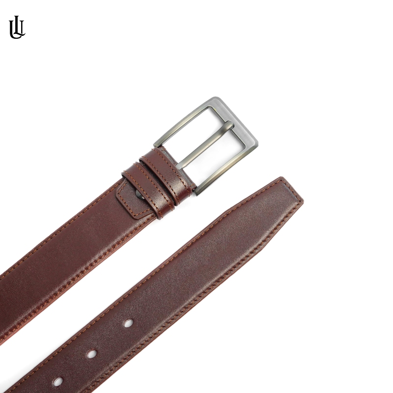 Picture of Marc Casual Leather Belt Plain Chocolate Square Chocolate