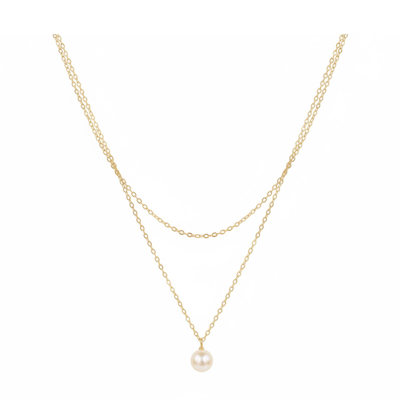 Picture of Sweet Simple Double Layer Pearl Collarbone Necklace Charming Women's Choker Chain Pendant Female Fashion New Year Jewelry Gifts