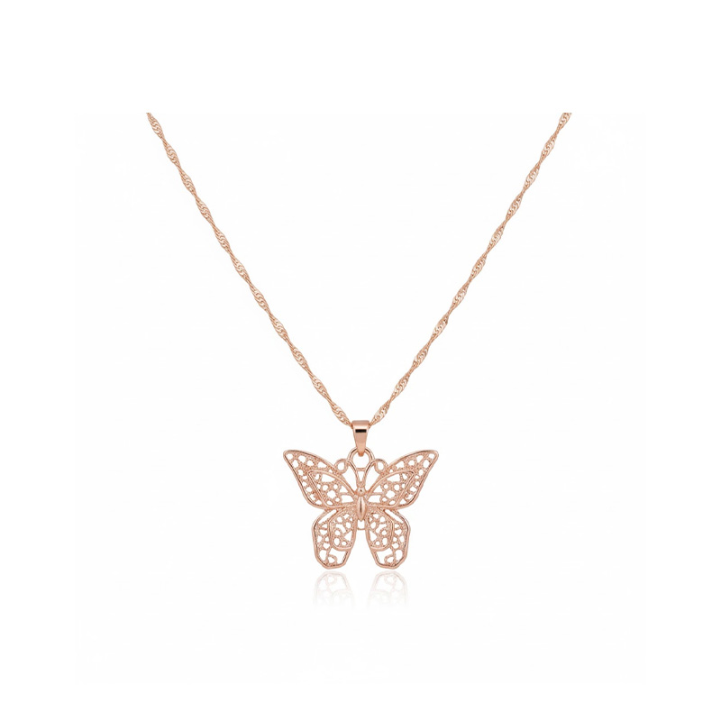 Picture of New hollow double metal butterfly pendant European pendant butterfly necklace women's sweater chain manufacturer wholesale