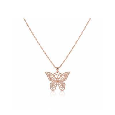 Picture of New hollow double metal butterfly pendant European pendant butterfly necklace women's sweater chain manufacturer wholesale