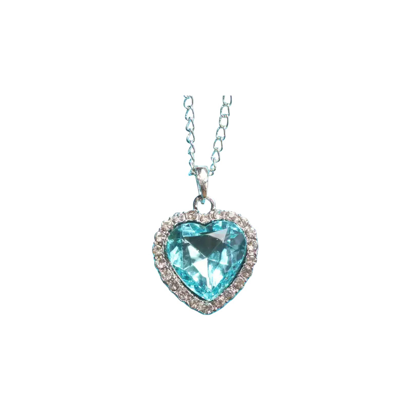 Picture of C008 European and American classic ocean heart blue heart -shaped Austrian crystal necklace versatile temperament pendant jewelry