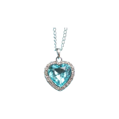 Picture of C008 European and American classic ocean heart blue heart -shaped Austrian crystal necklace versatile temperament pendant jewelry