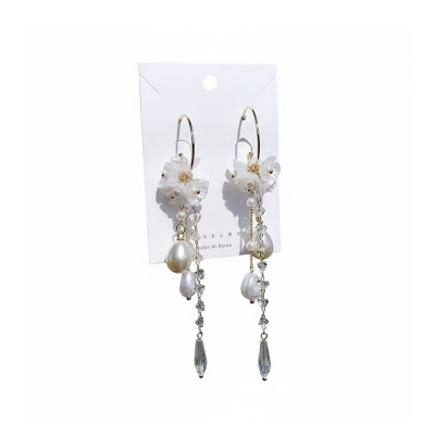 Picture of XIYANIKE Luxury Earrings Long Elegant Charming Flowers Rhinestone Pearl Fashion Pendant Earrings 2022 Jewelry Accessories