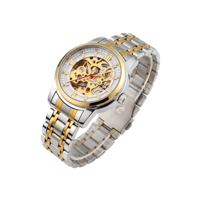 Picture of SKMEI 9222 Silver and Golden Color Two-Tone Stainless Steel Automatic Clock - For Men - Very Comfortable