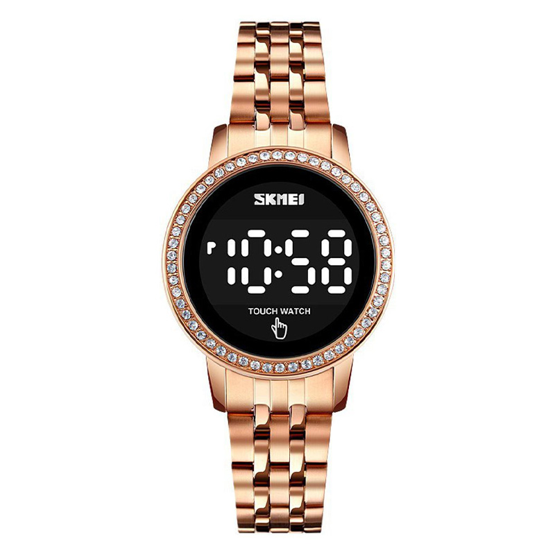 Picture of SKMEI New Women Digital Watch Diamond Style Stainless Steel Led Light Casual Fashion Date Time Display