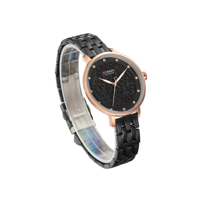 Picture of CURREN 9046 Black Stainless Steel Analog Watch For Women silver
