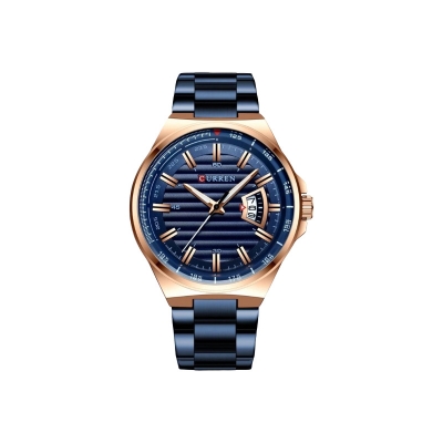 Picture of CURREN 8375 Silver Stainless Steel Analog Watch For Men - Silver & Blue