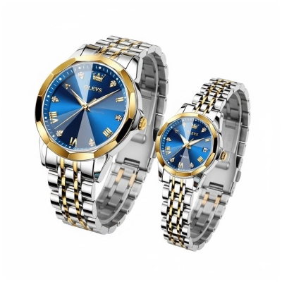 Picture of Olevs 9931 Trendy Korean Style Separate Gift Box Couples Watch with Enlightened Calendar - Contains enduring appeal and value