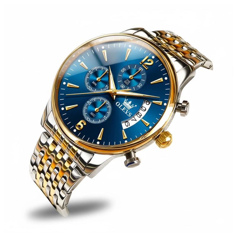 Picture of Olevs 2867 BLACK STAINLESS STEEL CHRONOGRAPH WRIST WATCH FOR MEN - BLACK