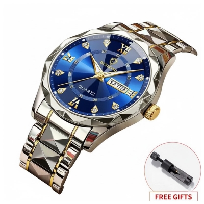 Picture of BINBOND 2521 Original Men’s Luxury Stainless Steel Waterproof Fashion Business Watch Luminous Dual Calendar Quartz Wrist Watch