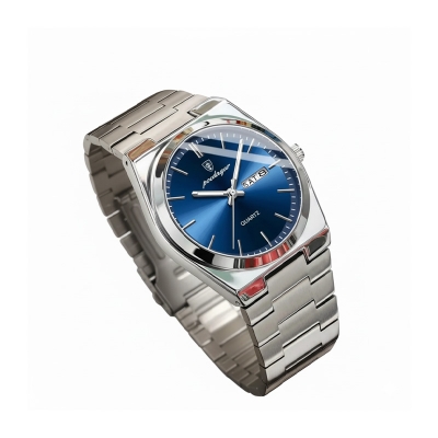 Picture of POEDAGAR 930 Business Luminous Stainless Steel Quartz Men’s Watch- Silver Blue & Rose Gold