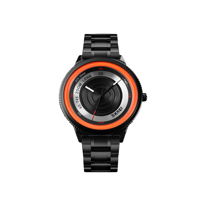 Picture of Skmei 9267 black men quartz watch original Stainless steel band water proof analog display character Casual watch