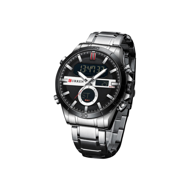 Picture of CURREN 8384 Fashion Sport Gold Men’s Digital Watches with Stainless Steel Chronograph Luminou Wristwatch LED Male Wrist Watch For Men