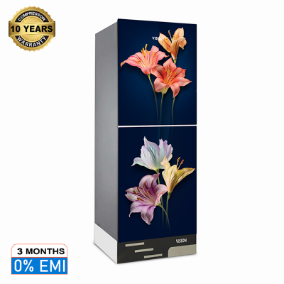 Picture of VISION Glass Door Refrigerator RE-216 Liter Fantasy Lily Bottom Mount 
