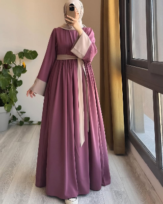 Picture of Abaya borka (Hatai Contrust Borka) (No Hijab Only Borka ) Dubai Charry Georget Stylish Party Borka For Women