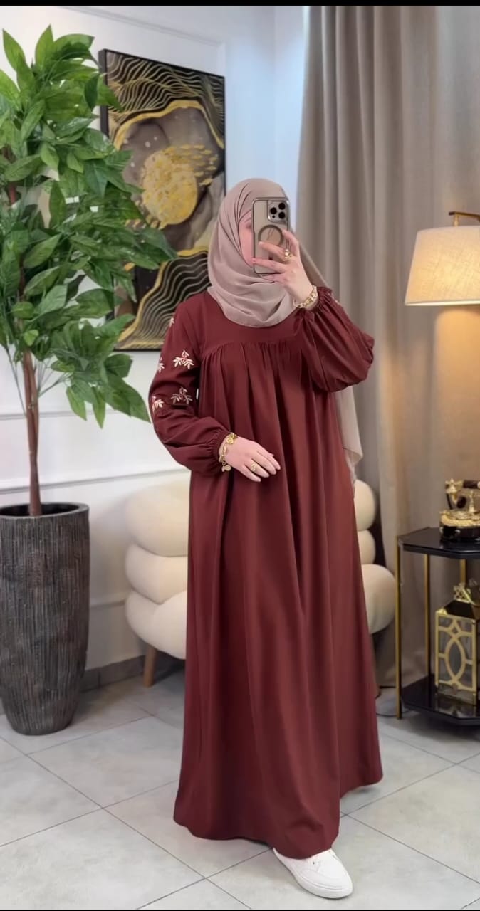 Picture of Abaya borka (Hatai Embroidery ) (No Hijab Only Borka ) Dubai Charry Georget Stylish Embroidery Work Party Borka For Women