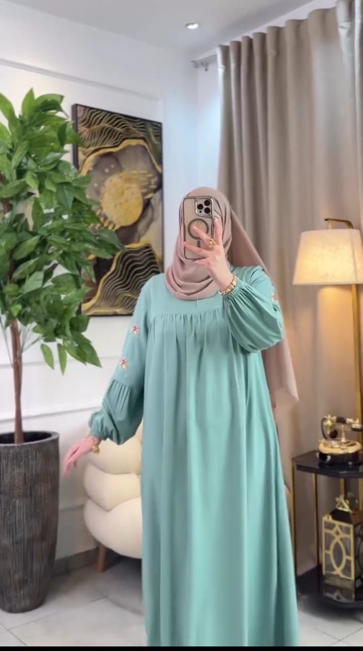 Picture of Abaya borka (Hatai Embroidery ) (No Hijab Only Borka ) Dubai Charry Georget Stylish Embroidery Work Party Borka For Women