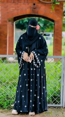 Picture of Abaya borka (Star Borka) (With Inner+Belt+Hijab+Coat ) Dubai Charry Georget Stylish Embroidery Work Party Borka For Women