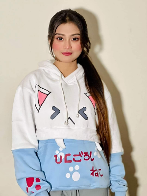 Picture of Pikachu Hoolie Harajuku Pink Hoodies Cartoon Cat Printed Hooded Sweet Sweatshirt Women
