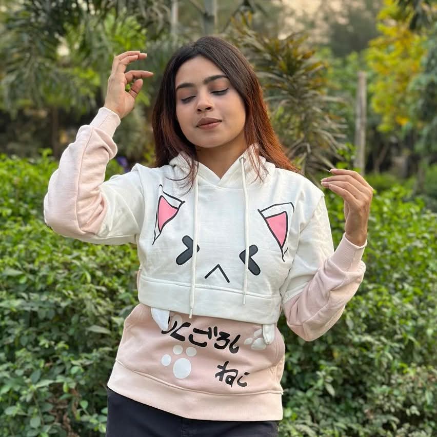 Picture of Pikachu Hoolie Harajuku Pink Hoodies Cartoon Cat Printed Hooded Sweet Sweatshirt Women