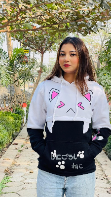 Picture of Pikachu Hoolie Harajuku Pink Hoodies Cartoon Cat Printed Hooded Sweet Sweatshirt Women