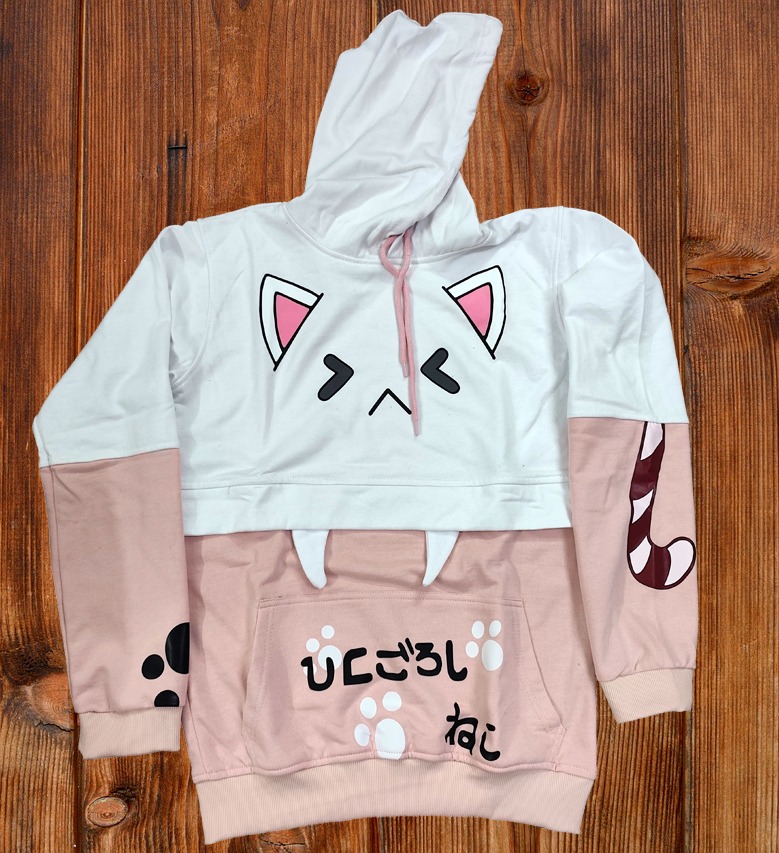 Picture of Pikachu Hoolie Harajuku Pink Hoodies Cartoon Cat Printed Hooded Sweet Sweatshirt Women