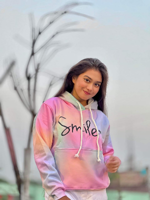 Picture of Rainbow Smile Love Hoodie Fashionable Hooded Sweatshirt Women