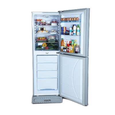 Picture of VISION Glass Door Refrigerator RE-216 Liter Mirror Purple Flower Bottom Mount