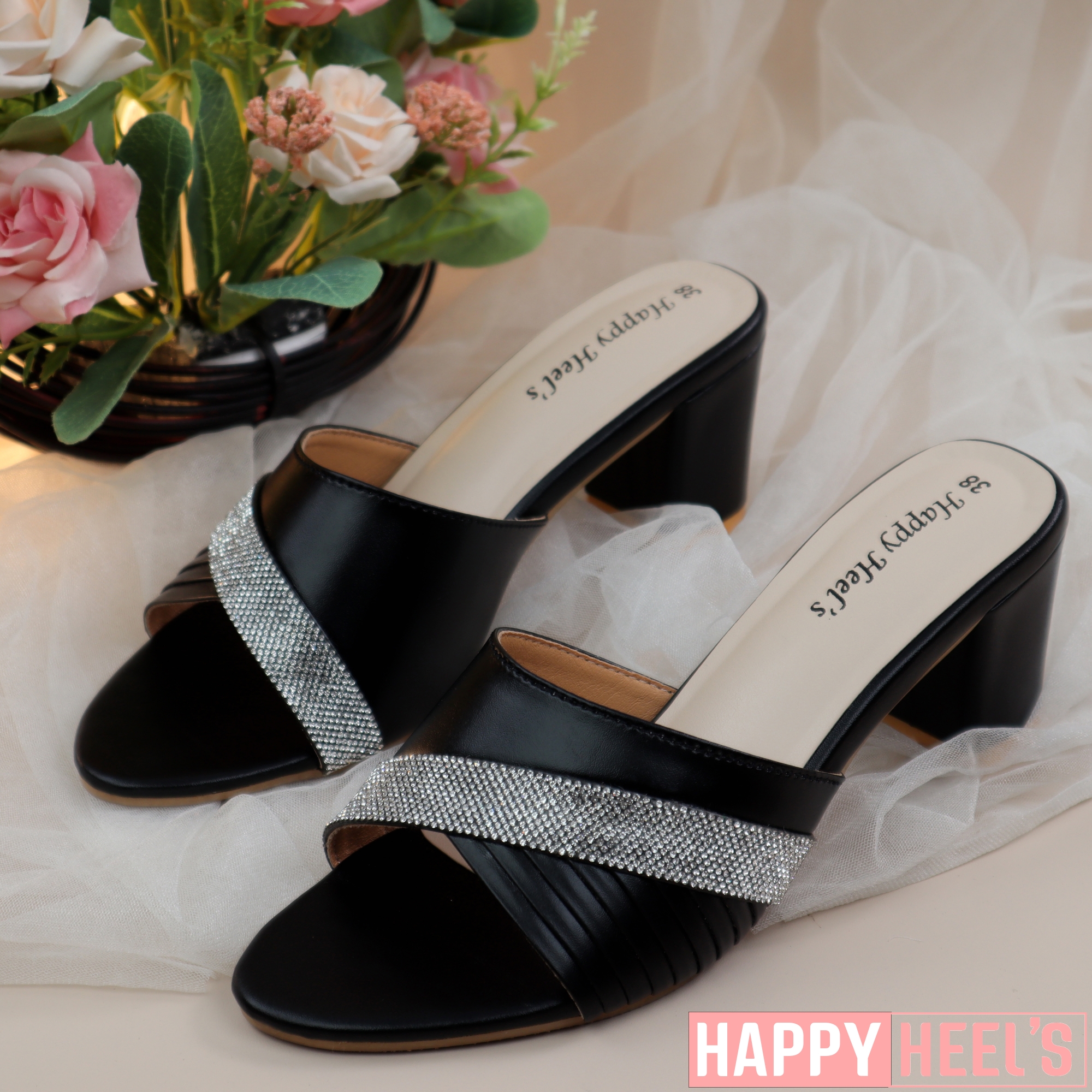 Picture of Embellished Block Heel Mule Sandals