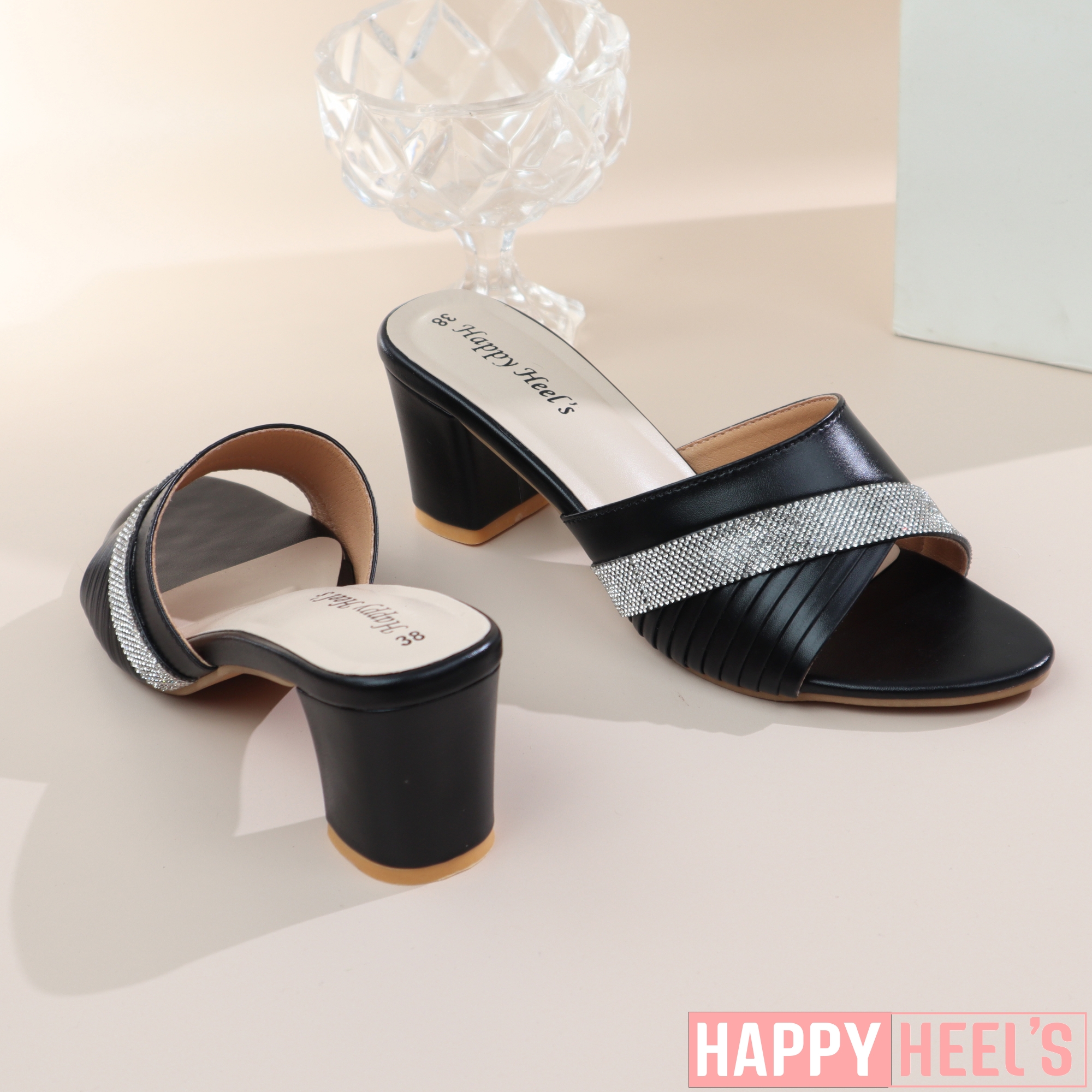 Picture of Embellished Block Heel Mule Sandals