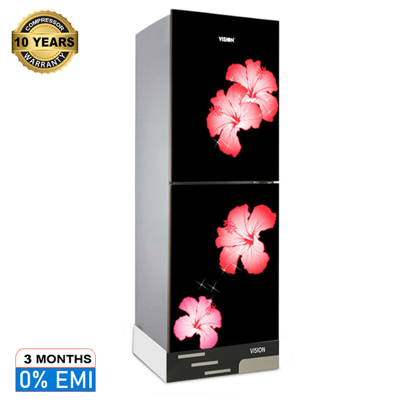 Picture of VISION Glass Door Refrigerator RE-280 Liter Mirror Jaba Flower Top Mount