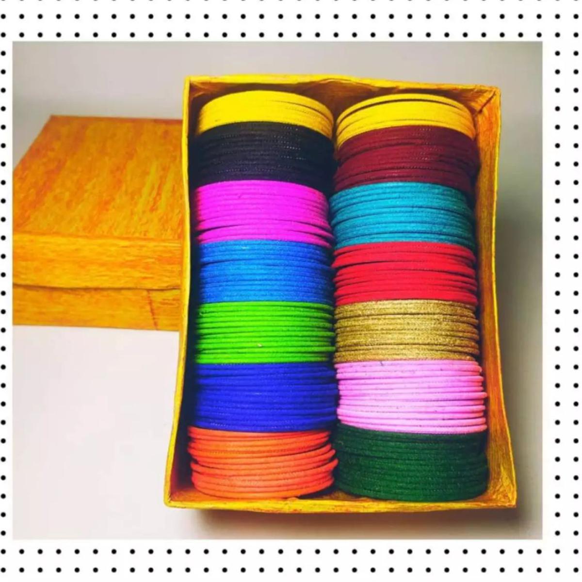 Picture of Metal Velvet bangles for woman multicolor =48 pcs
