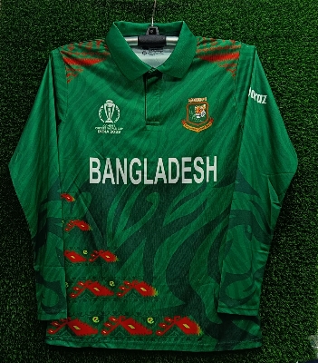 Picture of Bangladesh World Cup New 4Part Premium Quality Collar Full Sleeve Jersey  Bangladesh Cricket Team Jersey (Polo) - Green