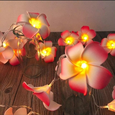 Picture of Foam artificial pink plumeria flower led string light bedroom decorative party fairy light 20pcs set