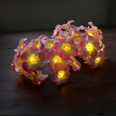 Picture of Foam artificial pink plumeria flower led string light bedroom decorative party fairy light 20pcs set